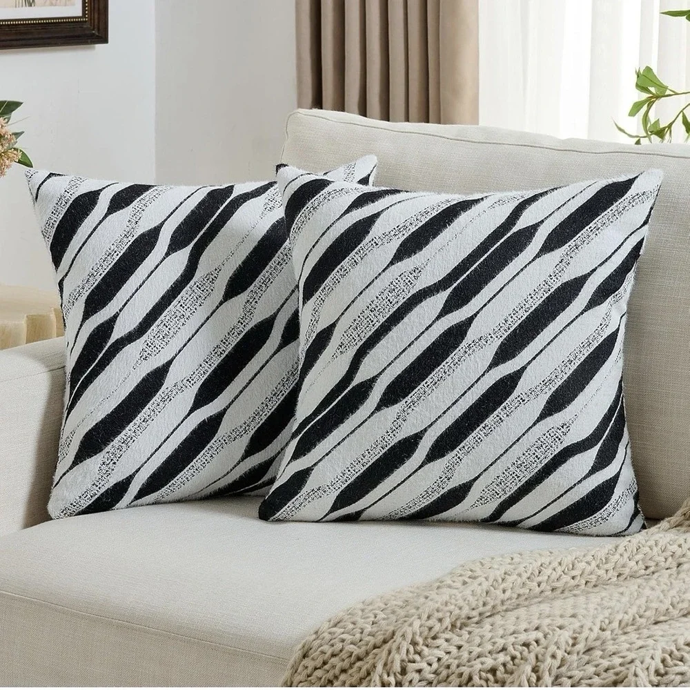 Black Decorative Throw Pillow Covers 20x20Inch Set of 2,Soft Faux‎ Cashmere